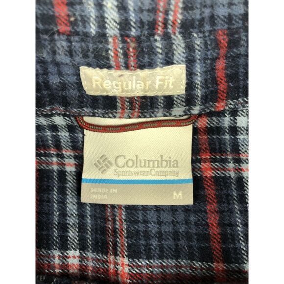 Columbia Shirt Mens Medium Blue Red Flannel Plaid Button Up Regular Fit‎ Comfort - Picture 4 of 10